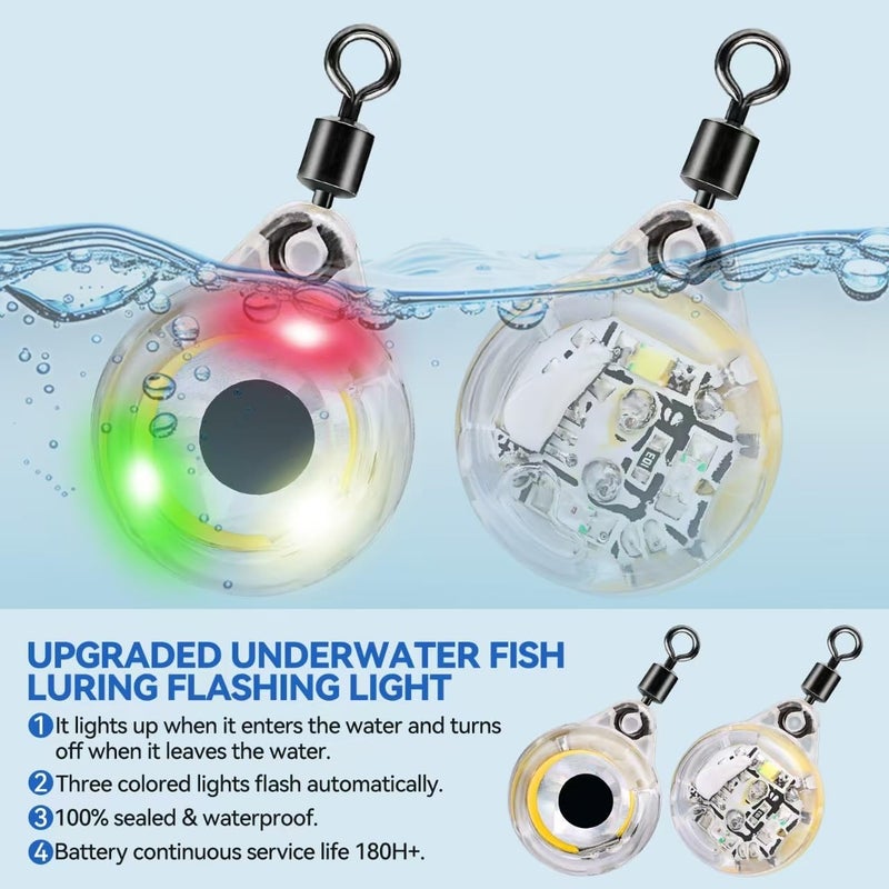 DunkTeam LED Underwater Fishing Lures，LED Lighted Bait Flasher，Deep Drop Fishing Lures，Fish Eye Attractive Light Bait Lure Lamp 5PCS - Image 5